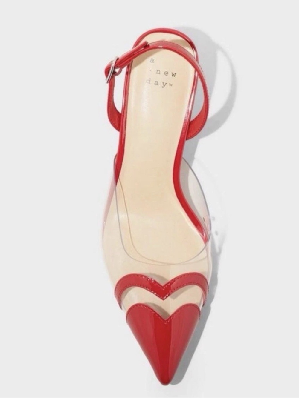 NWT NEW DAY RED ELANOR HEART SLING BACK HEEL